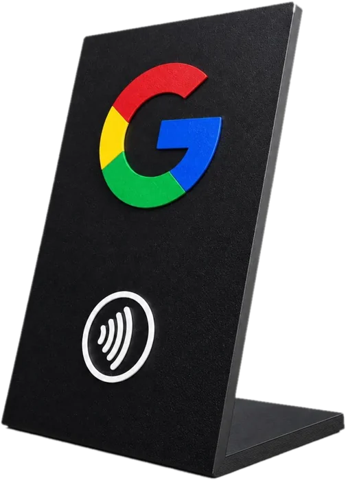 Placa NFC preta de avaliações Google com base em L