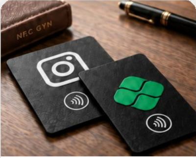 Cartões NFC pretos com Instagram e Pix